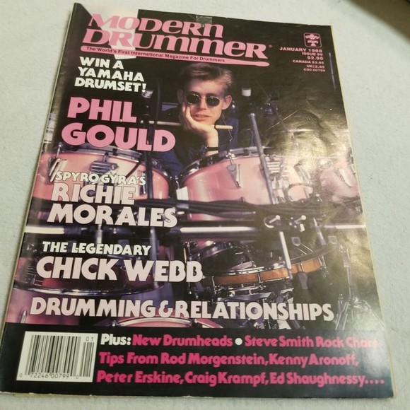 Jan. 1988 Modern Drummer Mag Phil Gould Richie Morales Neil Peart back - Picture 2 of 7